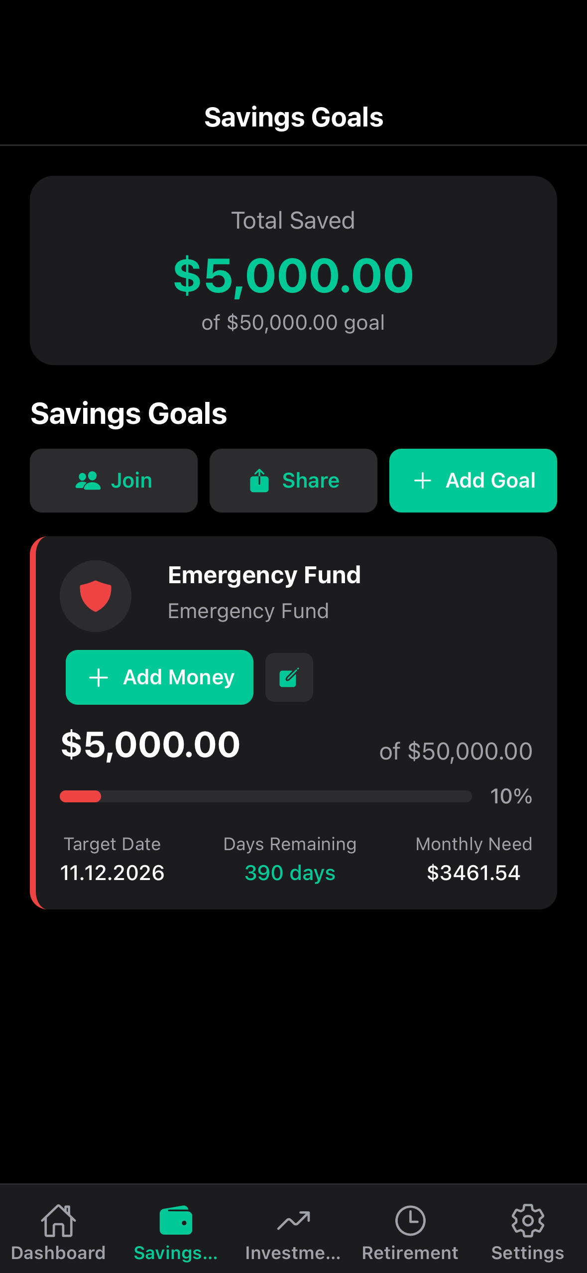 Smoofin Savings Goals